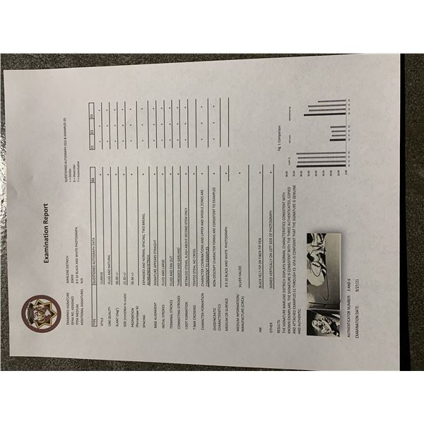 Marlene Dietrich signed photo. GFA Authenticated