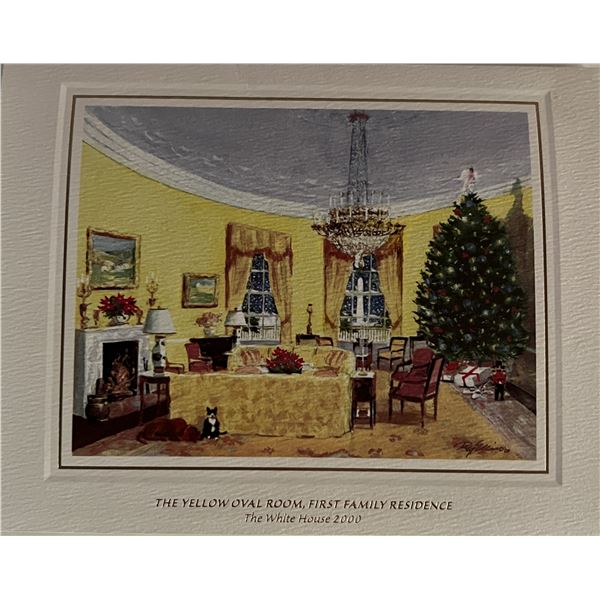 Bill and Hillary Clinton facsimile signed Christmas card