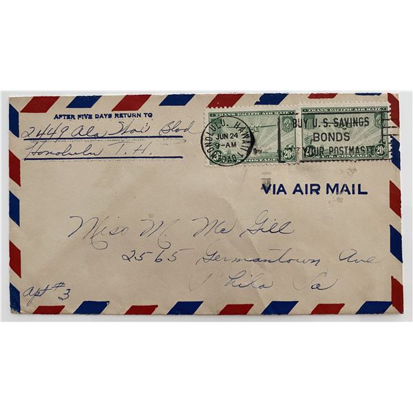 1940 Territory of Hawaii double rate cover