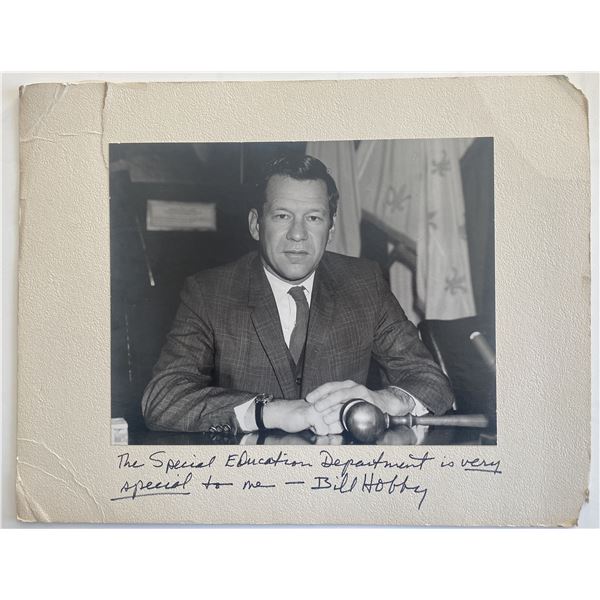 Lieutenant Governor of Texas Bill Hobby signed photo