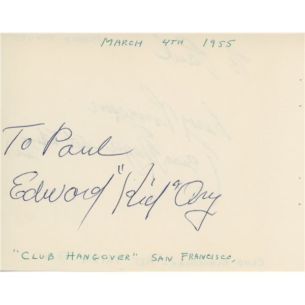 Edward "Kid" Ory signed note