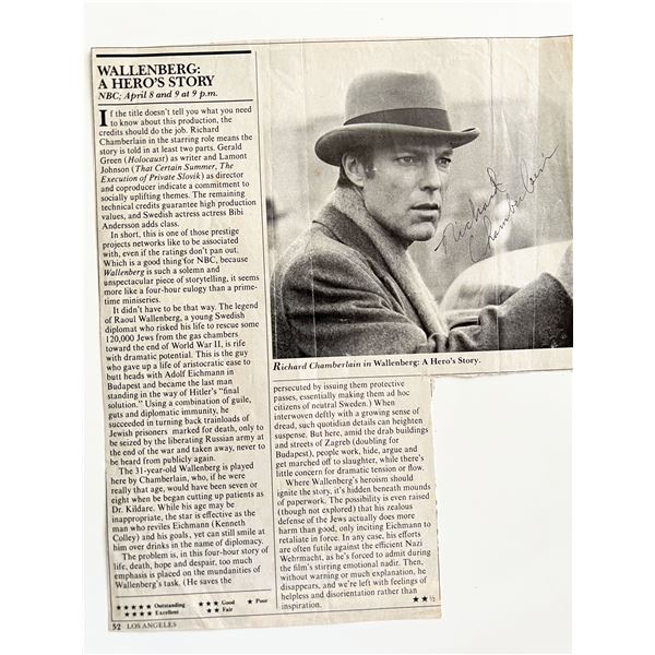 Richard Chamberlain signed newspaper clipping