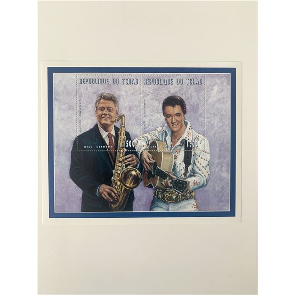 Bill Clinton & Elvis Presley Commemorative Souvenir Stamp Sheet - Chad 1996
