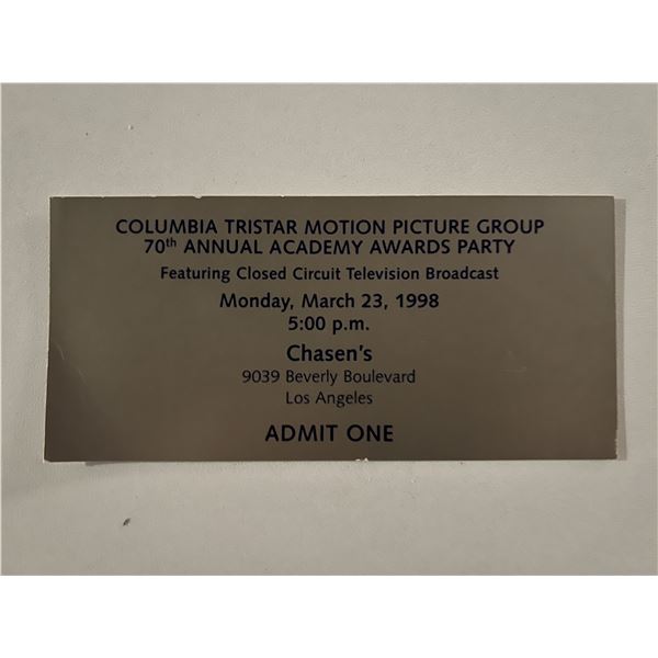 Original 1998 Admission Ticket to 70th Annual Academy Awards Party at Chasen's Restaurant