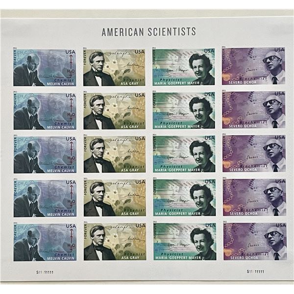 2011 American Scientists stamp set of 20
