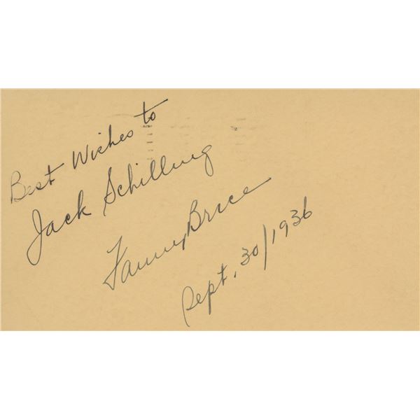Fanny Brice signed note