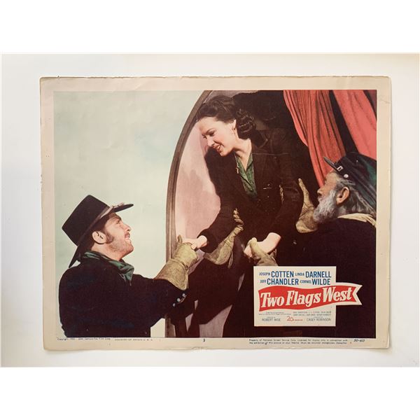 Two Flags West original 1950 vintage lobby card