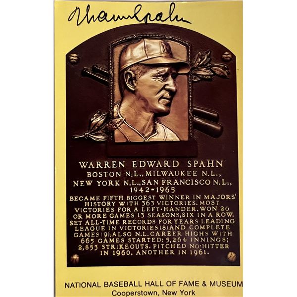 MLB Star Warren Spahn signed post card