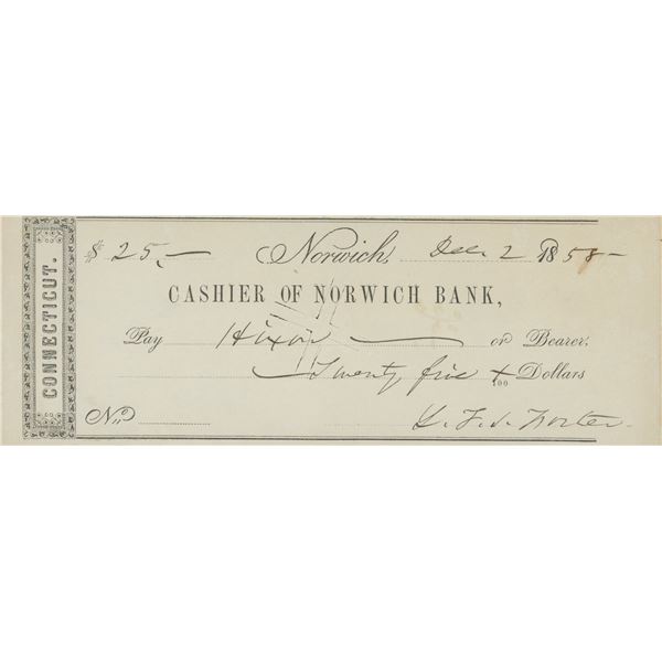Lafayette Foster signed check- 1858