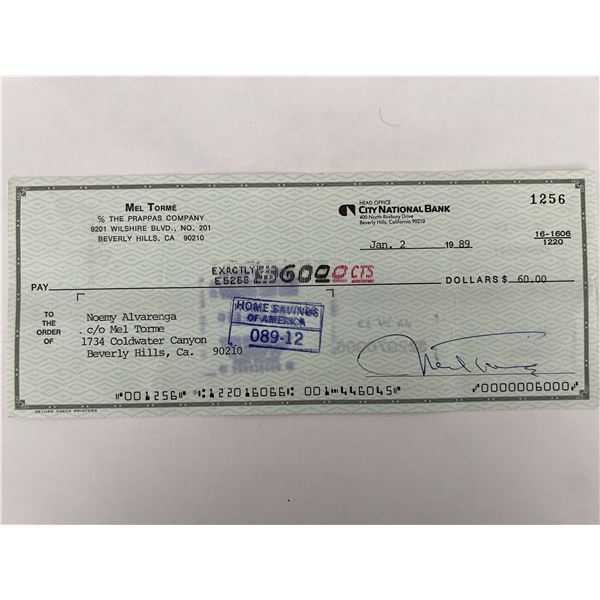 Mel Torme signed check