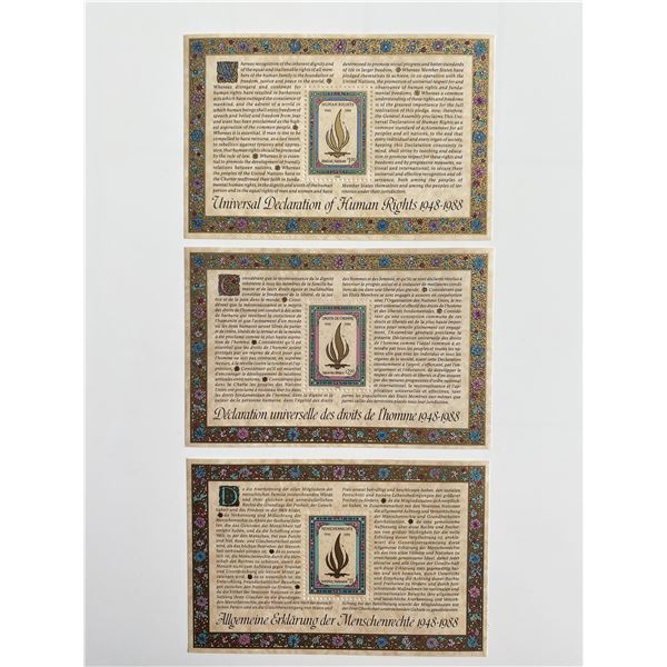 1988 United Nations set of 3 stamps