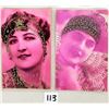 Image 2 : 4 Novelty Pink Tinted Real Photo Ladies Faces & Glitter Attached Postcards
