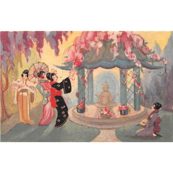4 Geisha Ballerini & Fratini Greeting Postcards