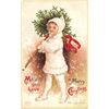 Image 3 : 2 Clapsaddle Children Green Border Holiday Greeting Postcards