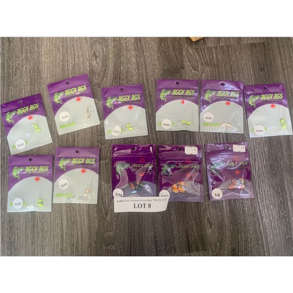 Jiggy Jigs Tungsten Glow Lures (5mm) 8 units, (1/16.oz) 2 unit, (1/8.oz) 1 unit