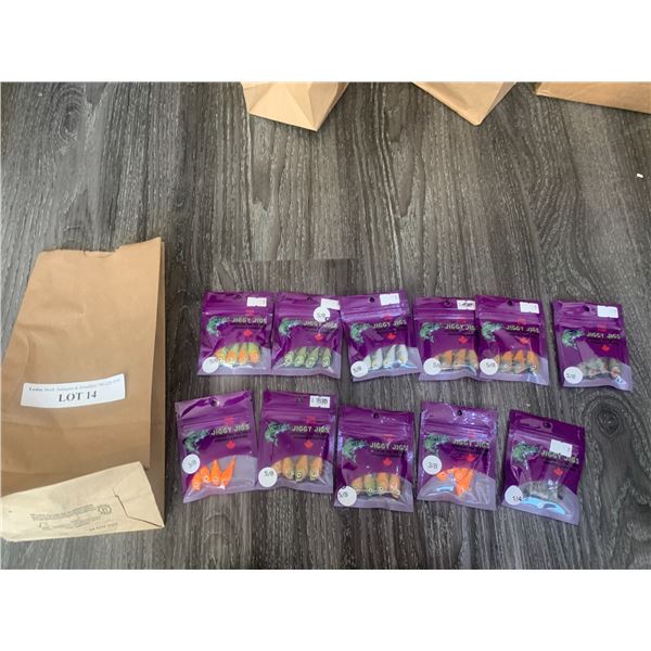 Jiggy Jigs Vivid Glow Lures (5/8.oz) 9 units, (1/4.oz) 1 unit, (3/8.oz) 1 unit