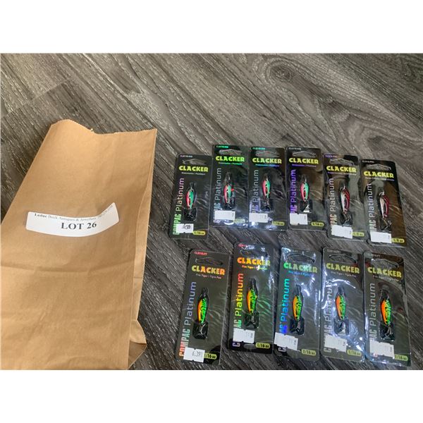 Clacker Compac Platinum ( 1/16.oz) 5 Fire Tiger, 4 Watermelon, 2 Purple Chrome