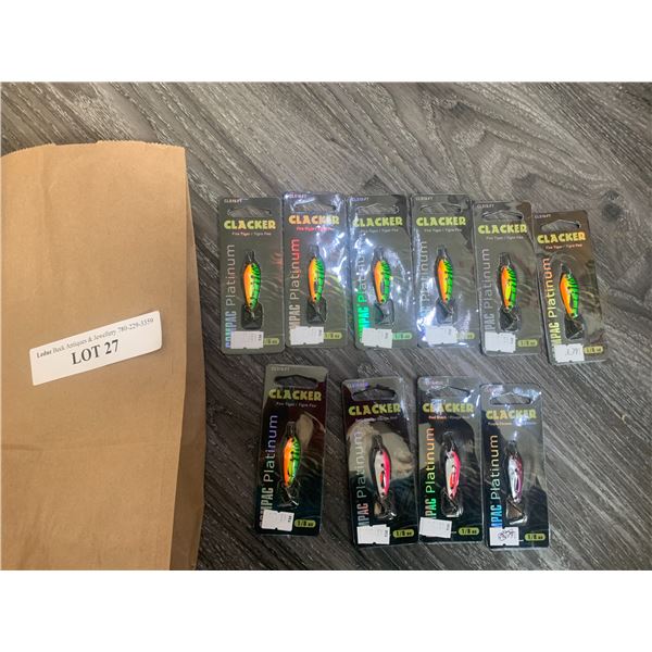 Clacker Compac Platinum ( 1/8.oz) 7 Fire Tiger, 2 Red Black, 2 Purple Chrome