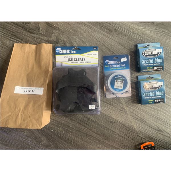 Compac Full Foot Ice Cleats 1 Unit, Compac Ice Nylon Braided Line 50 yards 1 Unit, Sureline Arctic B