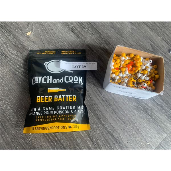 Catch and Cook Beef Batter Fish and Game Coating Mix 1 Unit, Box of Assorted Jigs