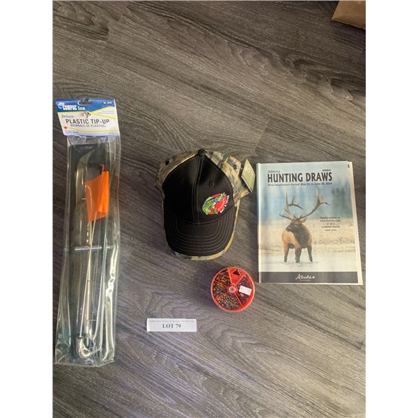 Compac Ice Plastic Tip-Up 1 Unit, 1 Pozzy's Hat, Compac Removable Split Shot Sinkers 1 Unit