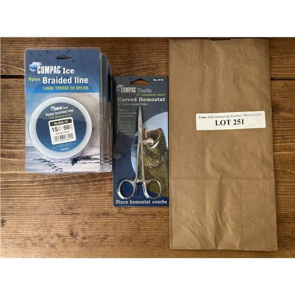 Compac 6 Inch Curved Hemostat, Compac  Ice Nylon Braided Line 50 Yards