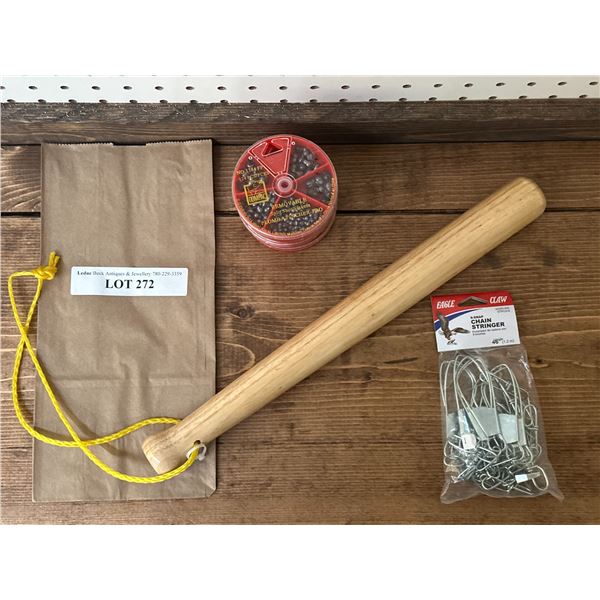 Wood Fish Billy Club, Eagle Chain Stringer, Compac Split Shot Sinkers