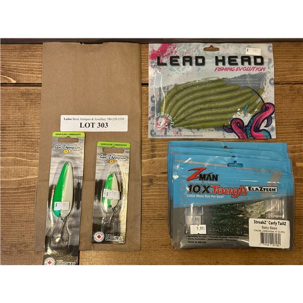 ZMAN Streakz Curly Tailz Baby Bass, Lead Head Senko Worm & Len Thompson Tackle