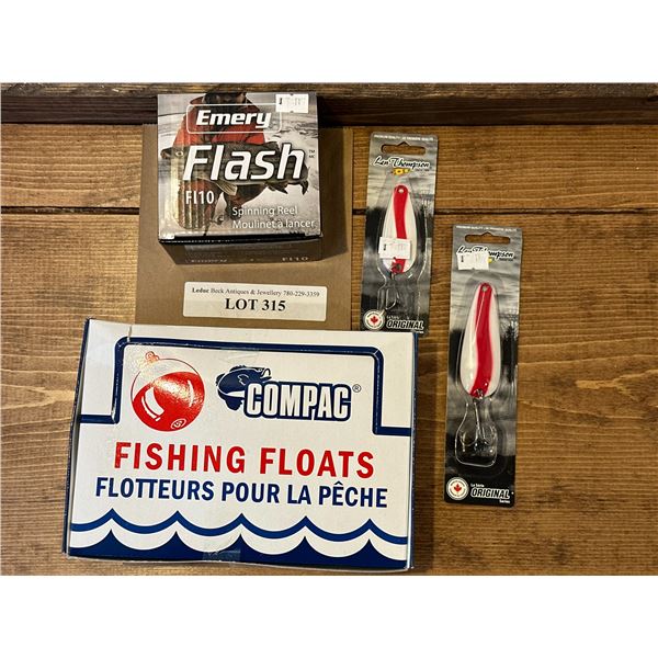 Len Thompson Tackle, Emery Flash FI10 Spinning Reel & Compac Fishing Floats
