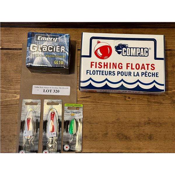Emery Glacier GL10 Spinning Reel, Compac Fishing Floats, Len Thompson Tackle