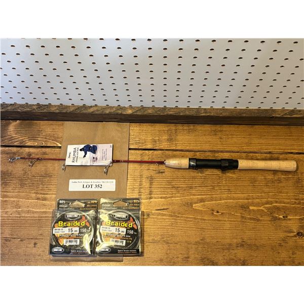 Pair of Sureline Braided Green 15 lb Line & Rhumba Jigging Ice Rod