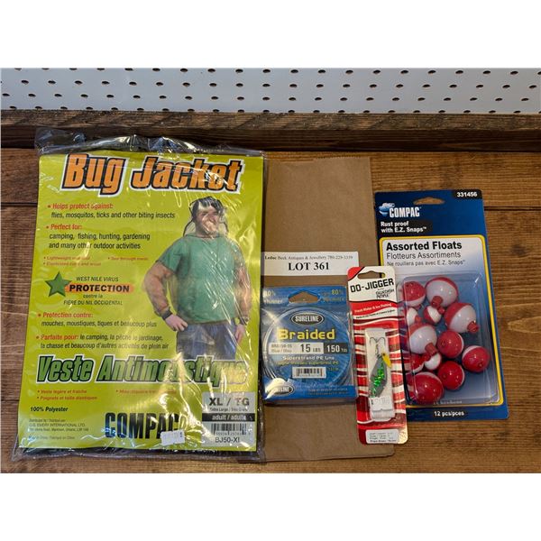 XL Compac Bug Jacket, do Jigger Prism Green Tackle, Asst Floats & Sureline Braided PE Line 15 lbs
