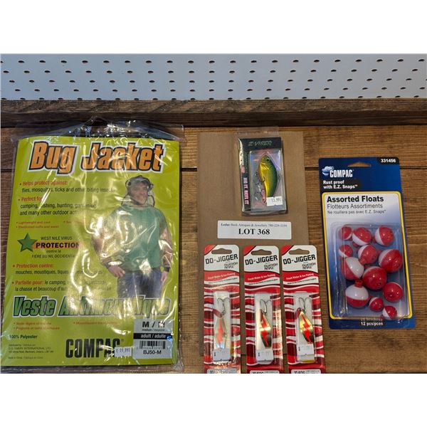 M Compac Bug Jacket, Asst Floats, Do-Jigger  Orange/Gold Tackle, EuroTackle Z-Viber Bait