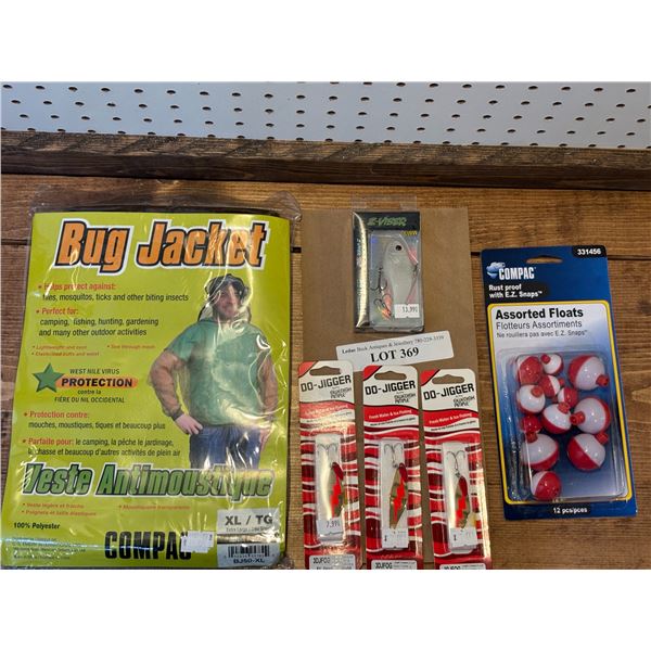 XL Compac Bug Jacket, Asst Floats, Do-Jigger Orange/Green Tackle & EuroTackle Z-Viber Bait