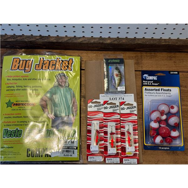 M Compac Bug Jacket, Asst Floats, Do-Jigger Prism Green & Orange/Gold Tackle, EuroTackle Z-Viber Bai