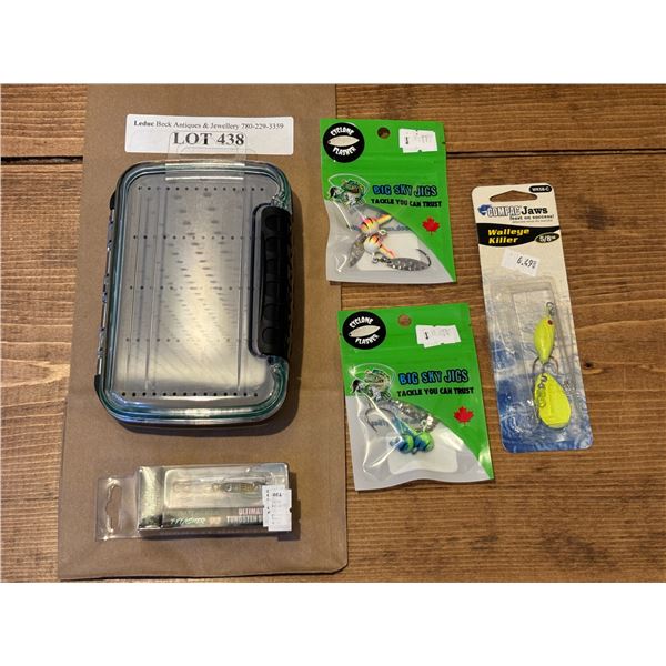 Big Sky Flies & Jigs Case, EuroTackle Tungsten T-Flasher 1 Inch, Compac Jaws Walleye Killer 5/8oz &