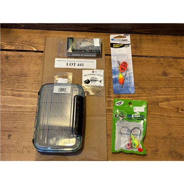 Big Sky Flies & Jigs Case, EuroTackle Glow Z-Viber 1.6 Inch, Compac Jaws Walleye Killer 5/8oz &  Big