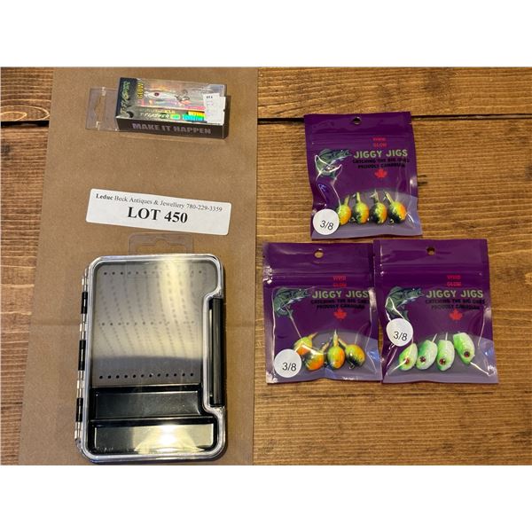 Water Resistant Flies & Jigs Case, EuroTackle Tungsten Glow T-Flasher 1 Inch & Jiggy Jigs 3/8 Inch