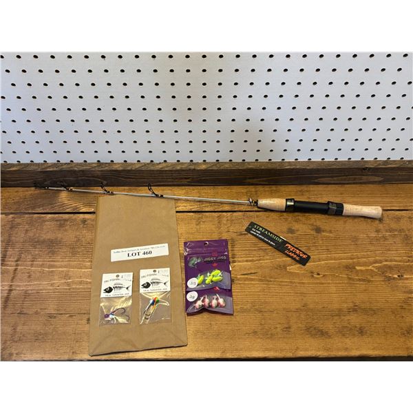 Streamside Predator Classic 26 Inch Ice Rod, Jiggy Jigs 3/8 Inch & 1/8 oz Tungsten Jigs