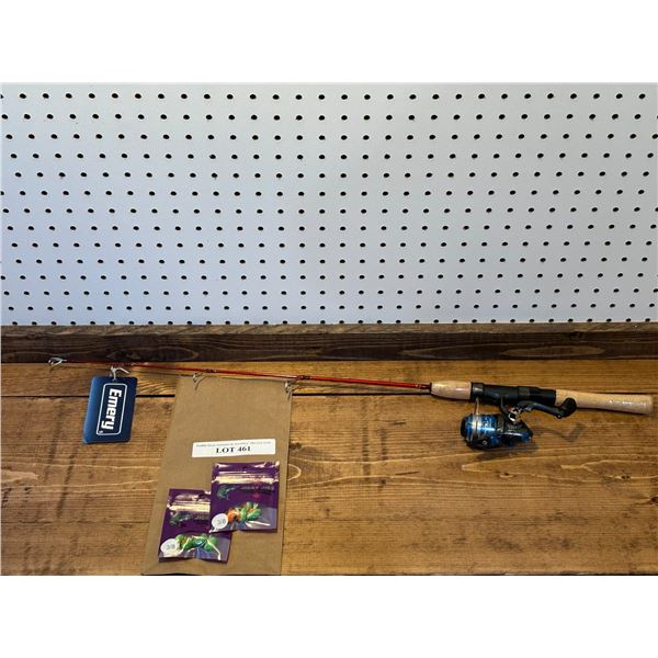 Emery Glacier Rhumba Combo Med Action 30 Inch Solid Red E-Glass  Rod & Reel & Jiggy Jigs 3/8 Inch