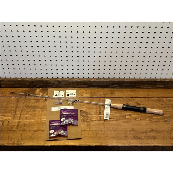 Streamside Predator Classic 28 Inch Ice Rod, Jiggy Jigs 3/8 Inch & 1/8 oz Tungsten Jigs