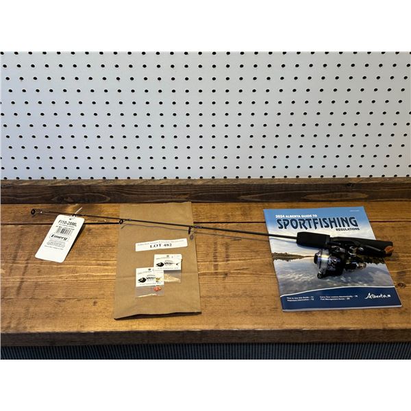 Emery Ice Fishing Combo 28 Inch Med-Light Action Spinning Rod & 4mm Tungsten Jigs