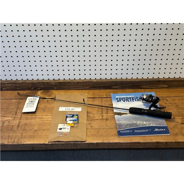 Emery Ice Fishing Combo 28 Inch Med-Light Action Spinning Rod, 4mm Tungsten Jigs & Compac Floating J