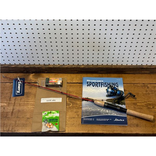 Emery Glacier Rhumba Combo Med Action 30 Inch Solid Red E-Glass  Rod, EuroTackle Tungsten Glow  T-Fl