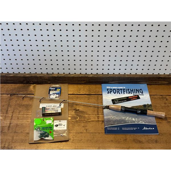 Streamside Predator Classic 26 Inch Ice Spinning Rods, 4mm Tungsten Jigs, Compac White Floating Jig 