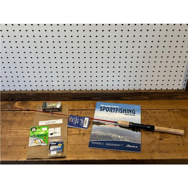 Emery Rhumba 30 Inch Medium  Ice Rod, EuroTackle Tungsten T-Flasher 1/4 oz, Compac White Floating Ji