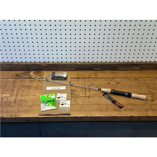 Streamside Predator Classic 28 Inch Spinning Ice Rod, EuroTackle Tungsten Glow 1/4 oz, 4mm Tungsten 