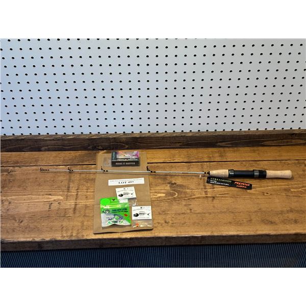 Streamide Predator Classic 28 Inch Spinning Ice Rod, EuroTackle Tungsten UV 1/4 oz, 4mm Tungsten Jig