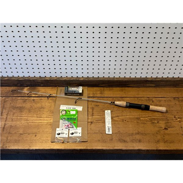 Streamside Predator Classic 28 Inch Spinning Ice Rod, EuroTackle Tungsten Glow 1/4 oz, 4mm Tungsten 