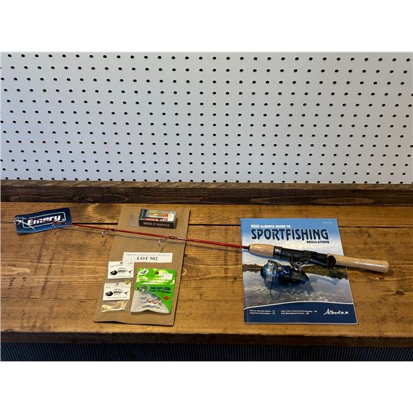 Emery Glacier Rhumba Combo Med Action 30  Inch Red E Glass Rod & Reel, EuroTackle Tungsten T-Flasher